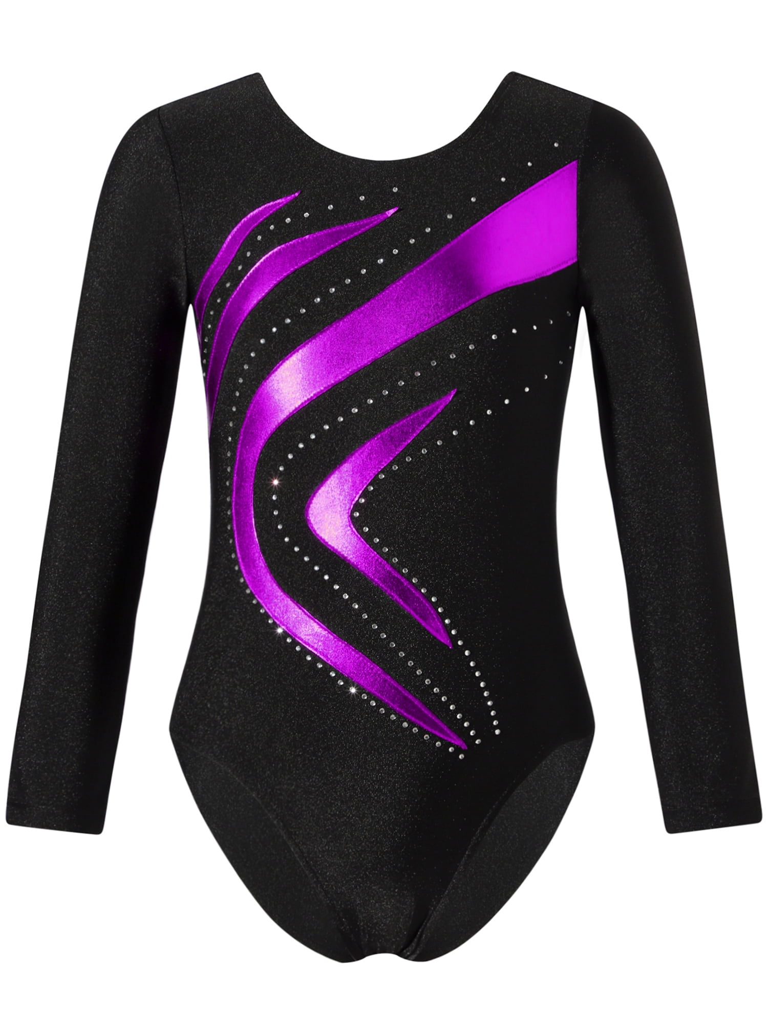 IEFIEL Girls Long Sleeve Dance Training Leotard Sparkle Glitters ...