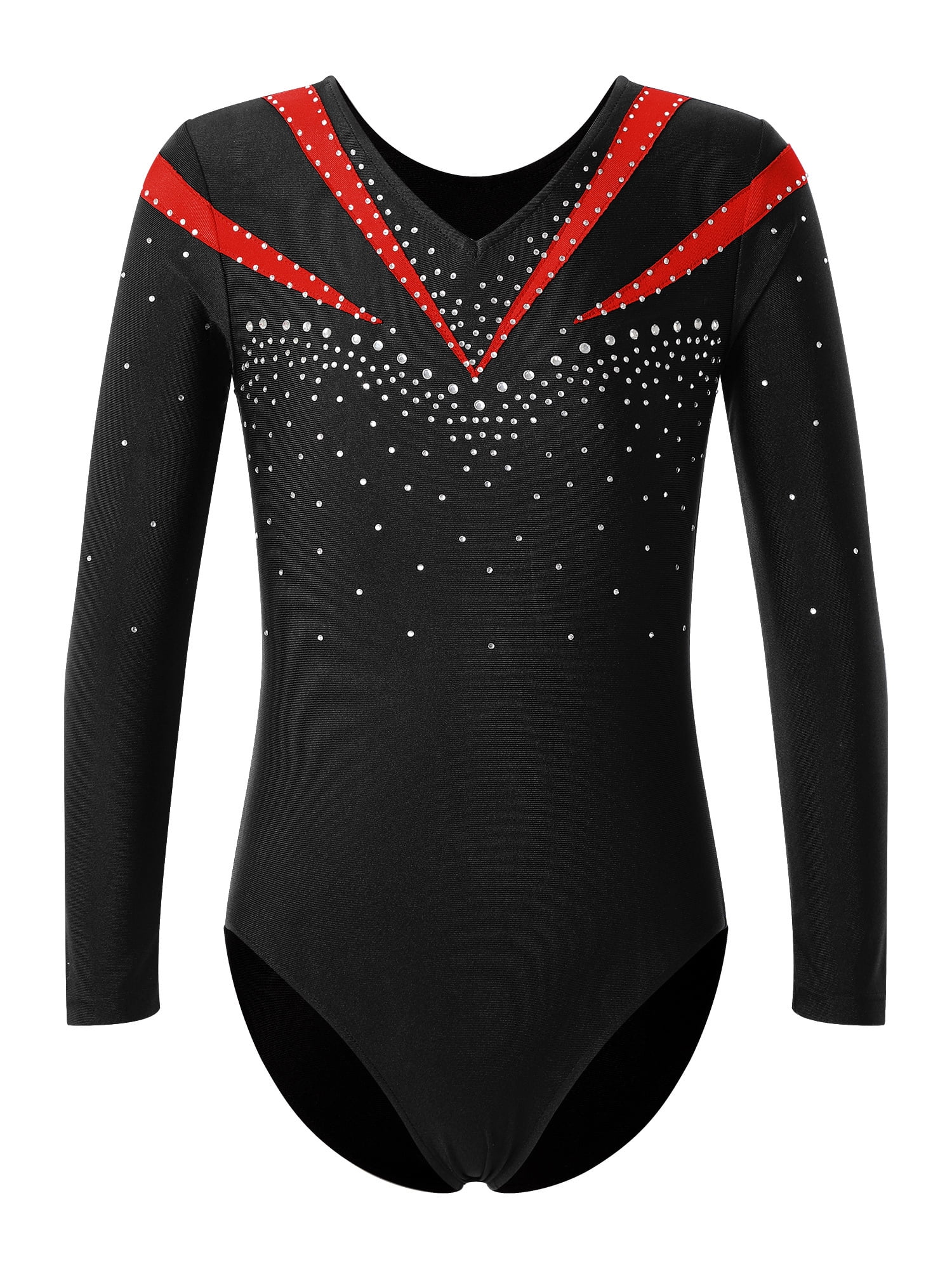 IEFIEL Girls Long Sleeve Dance Training Leotard Sparkle Glitters