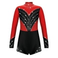 thumbnail image 1 of IEFIEL Girls Long Sleeve Rhinestones Bodysuit Gymnastics Ballet Dance Leotard Figure Ice Skating Boxer Jumpsuit Red 16, 1 of 7