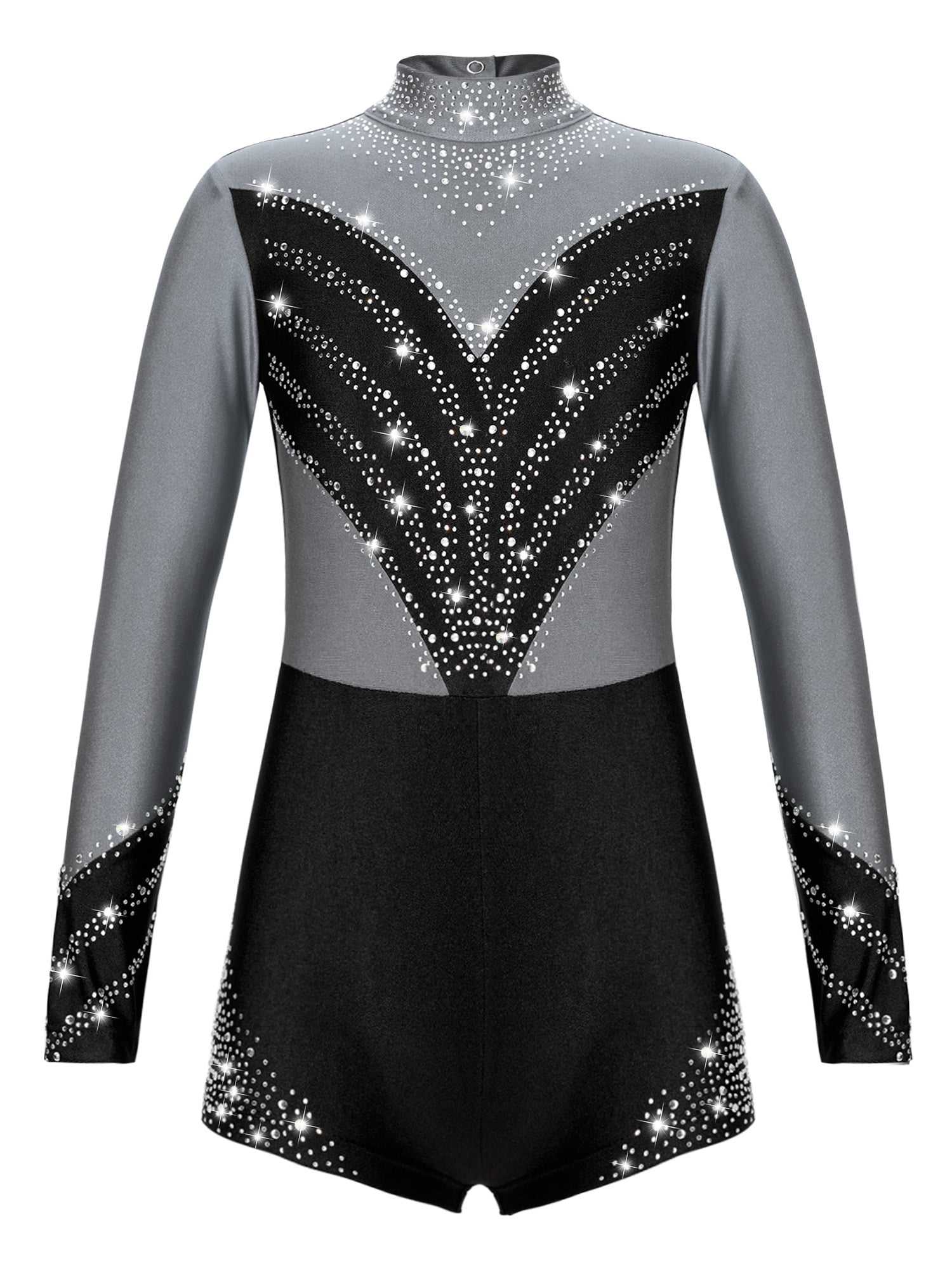 IEFIEL Girls Long Sleeve Rhinestones Bodysuit Gymnastics Ballet Dance