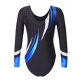 thumbnail image 1 of IEFIEL Girls Long Sleeves V Neck Shiny Glitters Gymnastics Dance Leotard,Sizes 6-16 Black 14, 1 of 7