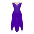 thumbnail image 1 of IEFIEL Girls Rhinestone Lyrical Dance Dress Sleeveless Irregular Hem Tutu Leotard Figure Skating Costume Purple 16, 1 of 5