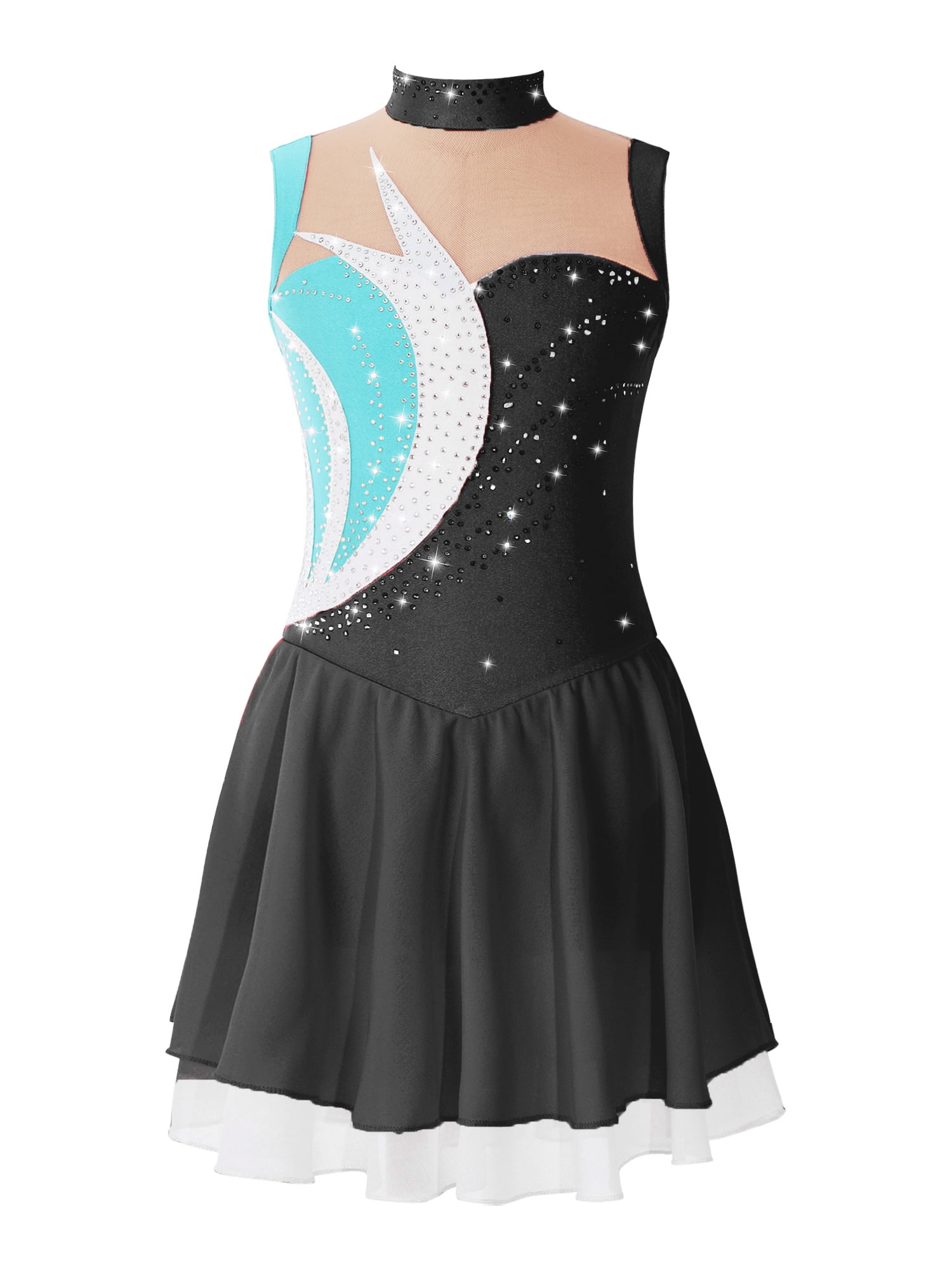 IEFIEL Girls Sequins Ballet Gymnastics Leotard Dress Teens Rhinestone
