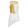 thumbnail image 1 of IEFIEL Girls Sequins Ballet Lyrical Dance Leotard Dress Sleeveless Hollow Back Dress Stage Performance Costume Gold 8, 1 of 7