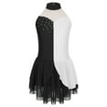 thumbnail image 1 of IEFIEL Girls Sequins Contrast Color Backless Figure Skating Dance Dress Shiny Rhinestones Sleeveless Dancewear A White 16, 1 of 5