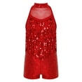 thumbnail image 1 of IEFIEL Girls Shiny Sequins Mesh Gymnastics Dance Leotard Ballet Dance One Piece Outfit Modern Jazz Dance Tassels Costume Red 8, 1 of 7