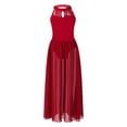 thumbnail image 1 of IEFIEL Girls Sleeveless Ballet Dress with Slit Tulle Mesh Skirt Lyrical Dance Dress Waltz Tango Leotard Dress Burgundy 12, 1 of 6