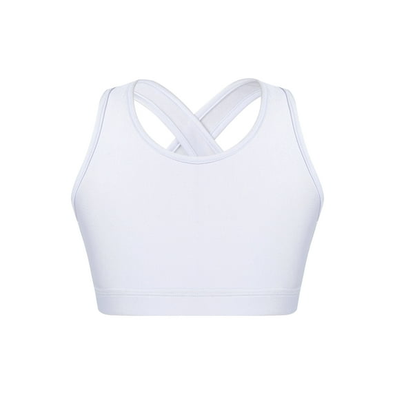 IEFIEL Girls Sleeveless X-Shape Back Bra Top Gym Yoga Sports Tank Top Swimming Camis Tops White 12