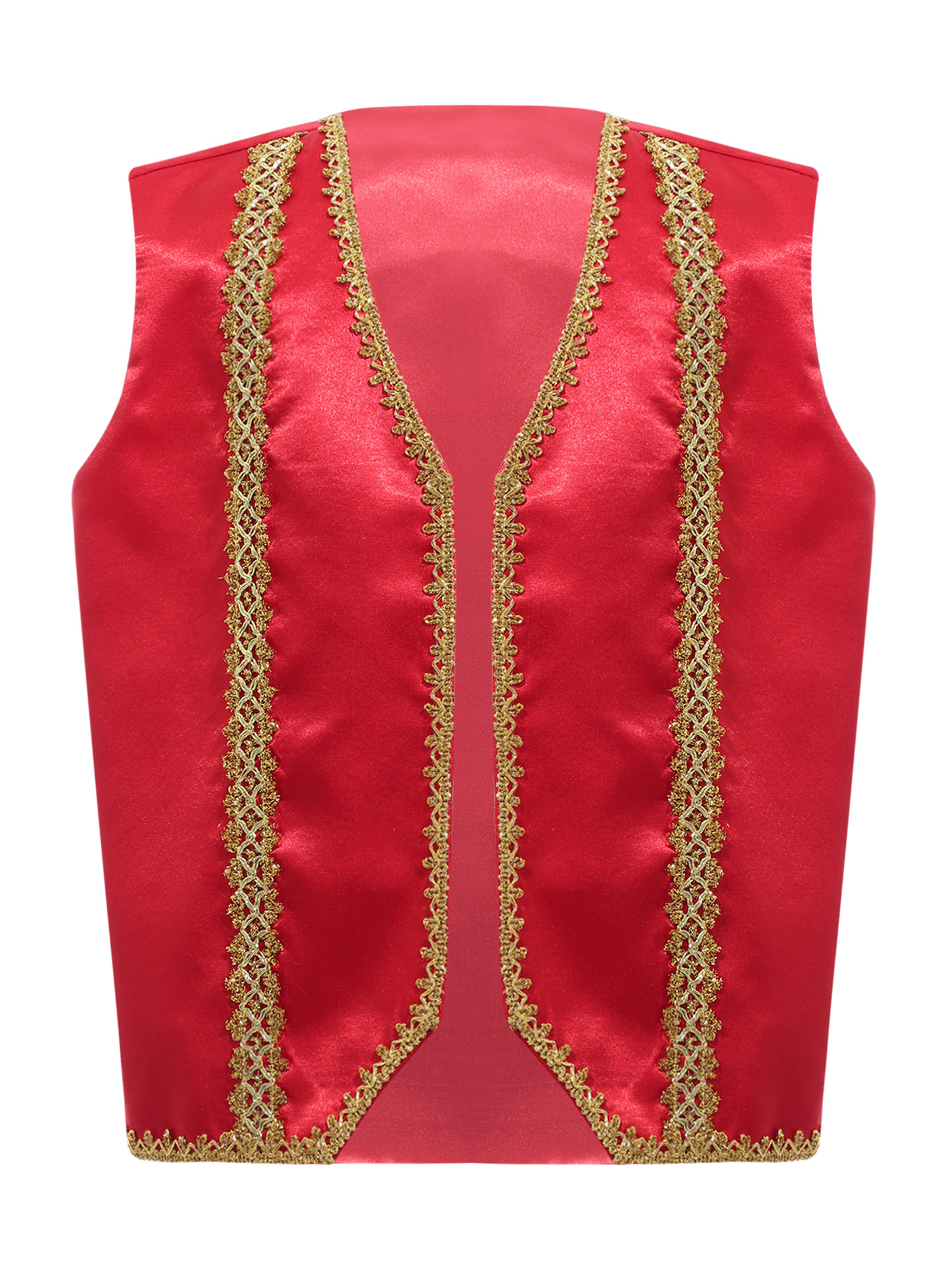 Gilet Prince Arabe Homme - Doré Broderie Orientale - Sans Manches - Pour Cosplay, Halloween, Fêtes Médiévales