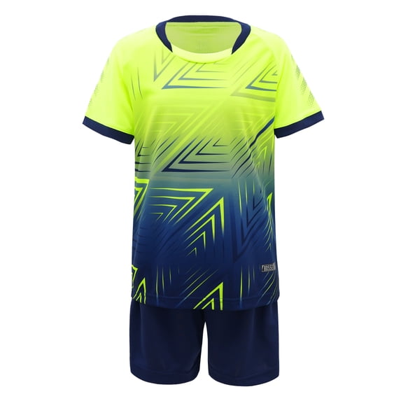 IEFIEL Kids Boys Quick-Dry Sports Suit Tracksuit Toddlers T-Shirt with Shorts Set Teens Football Basketball Training Outfit Fluorescent Green-A S