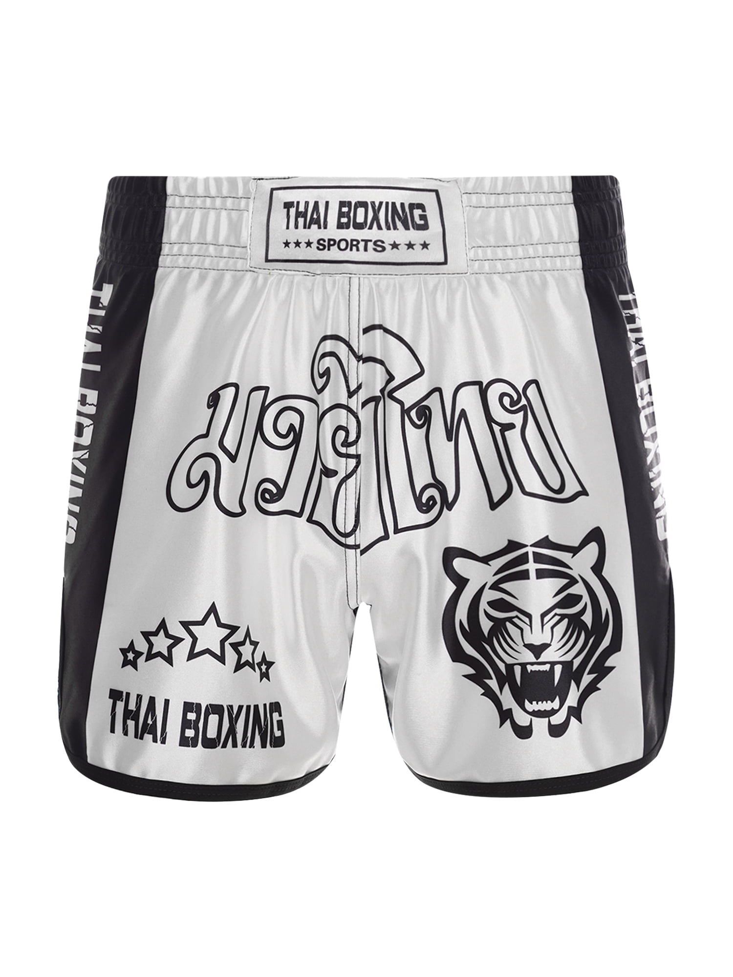 Muay Thai Boxing Shorts - Camo Green With Strong Grip Waistband, Flexible Panels For Kicks, MMA & Training