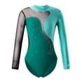 thumbnail image 1 of IEFIEL Kids Girls Ball Gymnastics Leotard Long Sleeves Shiny Rhinestone Figure Skating Jumpsuit A Green 16, 1 of 7