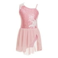 thumbnail image 1 of IEFIEL Kids Girls Ballet Dance Leotard Sleeveless Oblique Shoulder Acrobatics Skating Dress Shiny Sequins Dance Wear Pink 14, 1 of 7