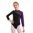 thumbnail image 1 of IEFIEL Kids Girls Dance Leotard Rhinestones Contrast Color Gymnastics Workout Unitard Figure Skating Bodysuit Purple 12, 1 of 7
