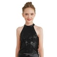 thumbnail image 1 of IEFIEL Kids Girls Jazz Cha-Cha Dance Costume Sparkly Sequins Tank Top Gymnastic Latin Dance Tops Black 16, 1 of 7