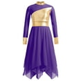 thumbnail image 1 of IEFIEL Kids Girls Liturgical Praise Dance Dress Bronzing Cross Pattern Print Lyrical Worship Dancewear Purple-A 10, 1 of 6