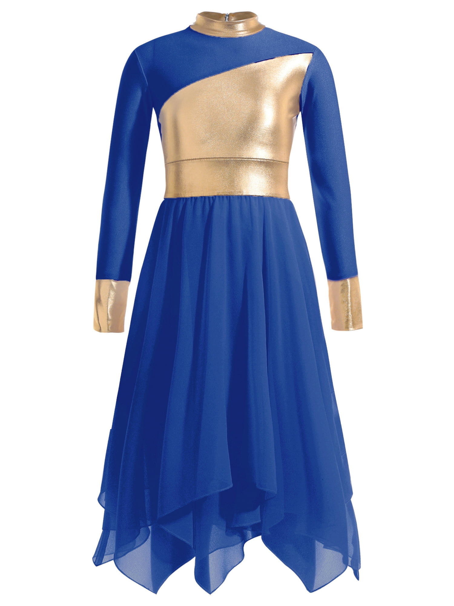 IEFIEL Kids Girls Liturgical Praise Dance Dress Bronzing Cross Pattern