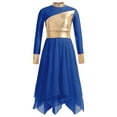 thumbnail image 1 of IEFIEL Kids Girls Liturgical Praise Dance Dress Bronzing Cross Pattern Print Lyrical Worship Dancewear Royal Blue-A 8, 1 of 4