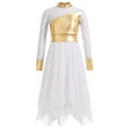 thumbnail image 1 of IEFIEL Kids Girls Liturgical Praise Dance Dress Bronzing Cross Pattern Print Lyrical Worship Dancewear White-B 14, 1 of 7
