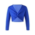thumbnail image 1 of IEFIEL Kids Girls Long Sleeve Knotted Front Ballet Tops Pullover Gymnastics Dance Wrap Cover Up Outerwear Royal Blue 140, 1 of 7