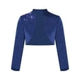 thumbnail image 1 of IEFIEL Kids Girls Long Sleeves Flower Girls Bolero 3D Applique Fully Liner Open Front Cardigan Wedding Shrug Navy Blue-A 4, 1 of 7