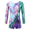 thumbnail image 1 of IEFIEL Kids Girls Metallic Bronzing Cloth Dance Jumpsuit Unitard Shiny Printed Boyleg Gymnastics Biketard Lavender 4, 1 of 7