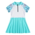 thumbnail image 1 of IEFIEL Kids Girls One-Piece Swimsuit Rashguard 50+ Sun Protection Swimming Dress Tropical Vacation Beach Wear Light Green 8, 1 of 7
