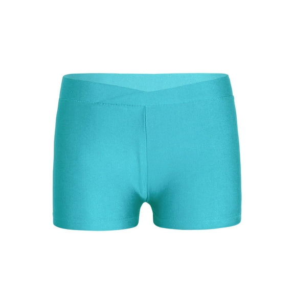 IEFIEL Kids Girls Slim Fit Dance Shorts Yoga Tumbling Volleyball Shorts Gymnastics Dance Bottoms Blue Green 9-10