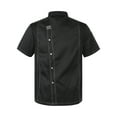 thumbnail image 1 of IEFIEL Mens Chef Shirt Kitchen Work Uniform Chef Cook Coat Hotel Jacket Canteen Cake Shop Costume Black Short Sleeve 3XL, 1 of 7