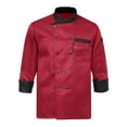 thumbnail image 1 of IEFIEL Mens Chef Shirt Kitchen Work Uniform Chef Cook Coat Hotel Jacket Canteen Cake Shop Costume Red XL, 1 of 7