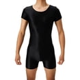 thumbnail image 1 of IEFIEL Mens Glossy Short Sleeve Jumpsuit Solid Color Sports Running Swimming Bodysuit Yoga Gym Sportswear Black XL, 1 of 4