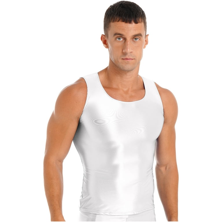 IEFIEL Mens Glossy Smooth Tank Top Stretchy Sleeveless Vest Yoga