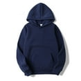 thumbnail image 1 of IEFIEL Mens Plain Pullover Hoodies Casual Hooded Sweatshirt Classic Long Sleeve Tops Navy Blue L, 1 of 3