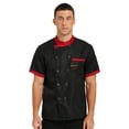 thumbnail image 1 of IEFIEL Mens Short Sleeve Chef Coat Double-Breasted Bakery Hotel Jacket Uniform Shirt Black 3XL, 1 of 7