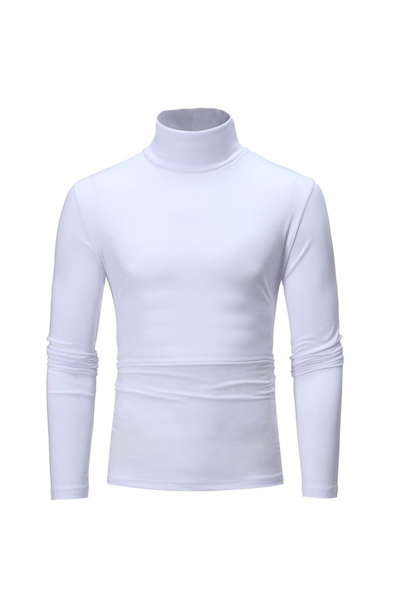 Mens Winter Thermal Tops Long Sleeve Thermals Undershirt Solid Color Base Layer Shirt White XXL
