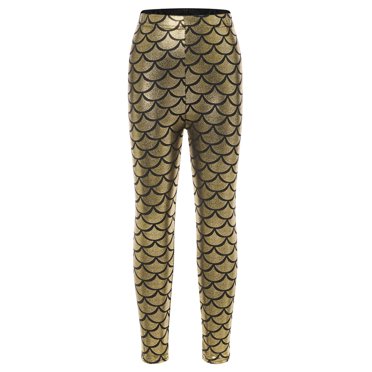 Girls Shiny Metallic Leggings - Sparkly Pants For Dance & Parties In Gold & Colors