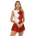 thumbnail image 1 of IEFIEL Womens Cheer Leader Uniform Shiny Sequins Sleeveless Figure Skating Dance Dress Red M, 1 of 7