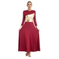 thumbnail image 1 of IEFIEL Womens Metallic Praise Liturgical Worship Dress Bicolor Long Sleeve Lyrical Dance Dress Choir Performance Dancewear Burgundy M, 1 of 7