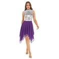 thumbnail image 1 of IEFIEL Womens Metallic Tunic Lyrical Dance Dress Sleeveless Irregular Hem Liturgical Worship Praise Dance Dress Purple XXL, 1 of 7