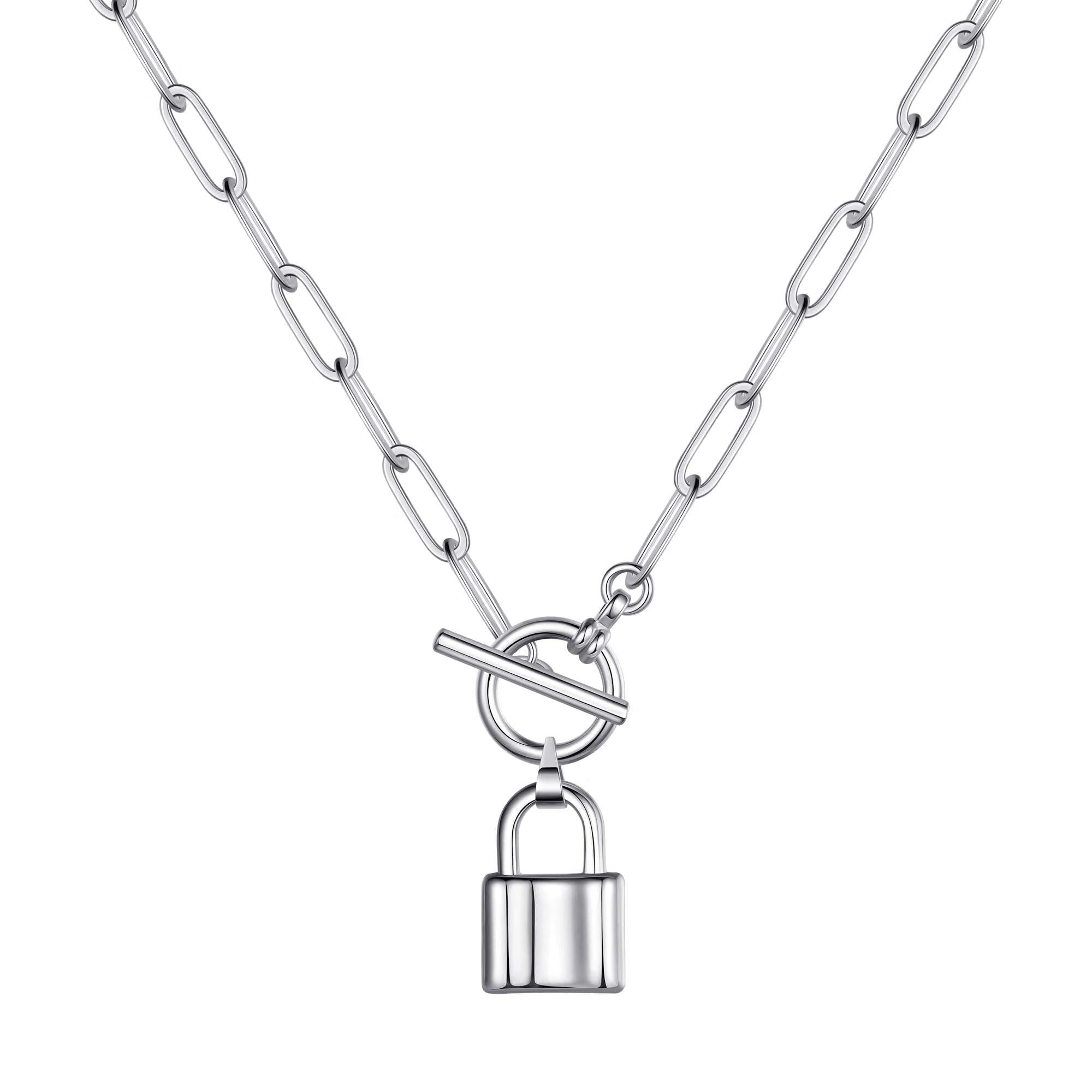 Silver Lock Necklace Padlock Necklace Dainty Necklace Lock 