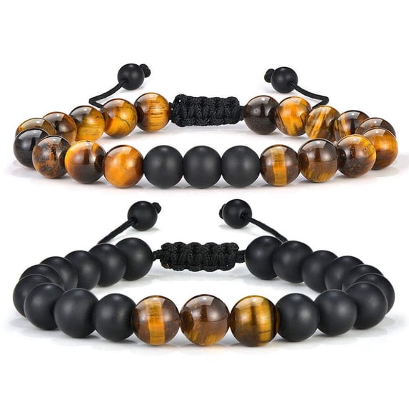 IEFSHINY 8mm Adjustable Natural Lava Rock Stone Beaded Bracelets for Men Women Bracelets Jewelry Gifts