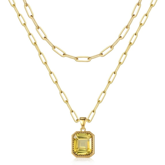 IEFSHINY Birthstone Necklace for Women 14K Real Gold Plated Necklaces for Women Layered Necklaces for Women Birthday Gifts for Women Wife Women