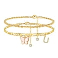 thumbnail image 1 of IEFSHINY Butterfly Ankle Bracelets For Women 14K Gold Plated Layered Anklet Letter A-Z Gold Anklets for Women Foot Jewelry Gifts, 1 of 5