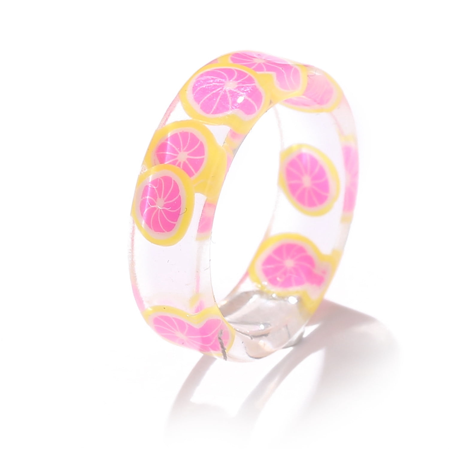 Realfruit Rings IEFSHINY Cute Acrylic Resin Fruit Rings for Women Summer Ring Fruit ...