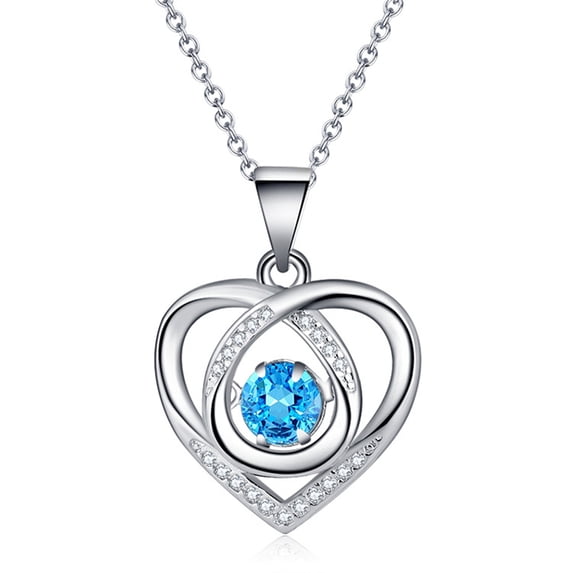 IEFSHINY Forever Love Heart Pendant Necklaces for Women White Gold Plated with Cubic Zirconia Birthday Mother’s Day Jewelry Gift for Mom Women