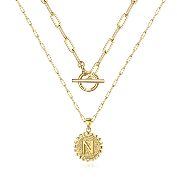 IEFSHINY Gold Layered Necklaces for Women Initial Necklaces for Women Gold Jewelry Gifts