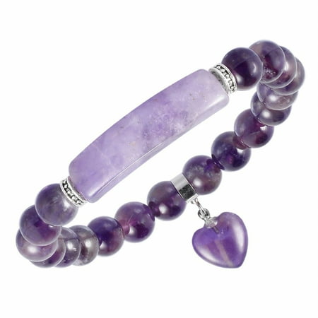IEFSHINY Healing Stone Bracelet for Women Beads Chakra Crystal Energy Heart Charm Bracelet Handmade Jewelry Gifts