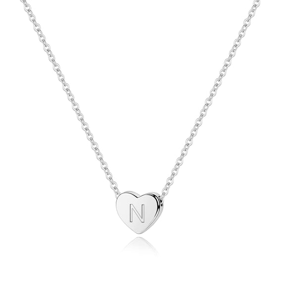 IEFSHINY Heart Initial Necklace for Women 925 Sterling Silver Initial Pendant Necklace for Women