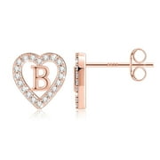 IEFSHINY Heart Initial Stud Earrings for Girls925 Sterling Silver Post Stud Earrings for Girls Toddler Kids