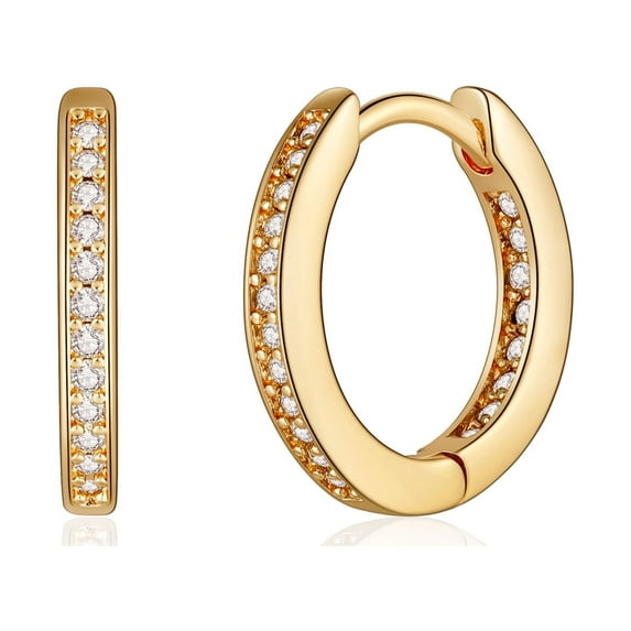 IEFSHINY Huggie Hoop Earrings for Women, 925 Sterling Silver Post Hypoallergenic CZ Small Earrings for Women